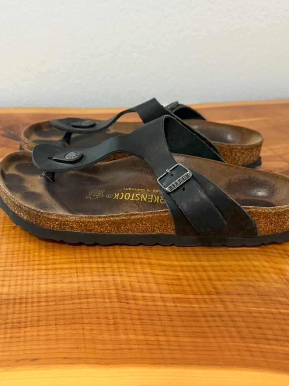 Birkenstock Gizeh Black Leather Thong Slip On Sandals  Women's Size 38 (7-7.5) - Picture 2 of 9